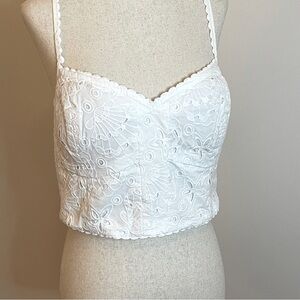 Lilly Pulitzer White Eyelet Crop Top NWT Size 14 Adjustable Straps